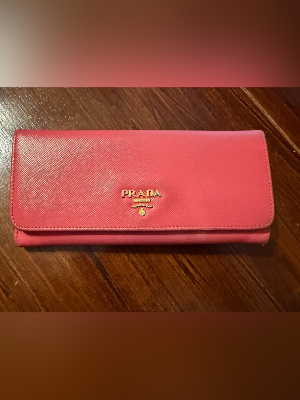 Prada Pink Saffiano Leather Dual-Snap Wallet